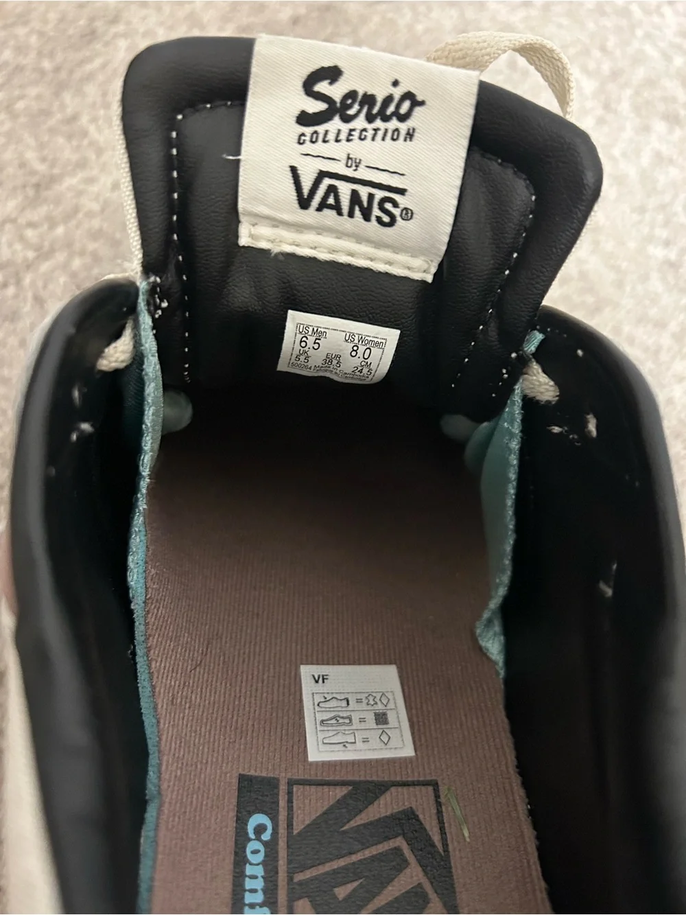 Vans Lowland Leather & Suede Sneakers in Cream with Mauve Accent